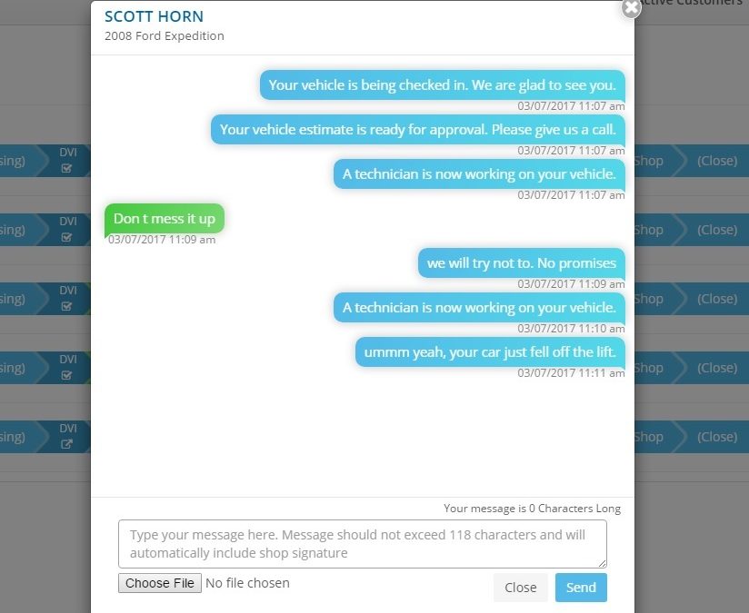 Internal Chat Communications for Auto Repair